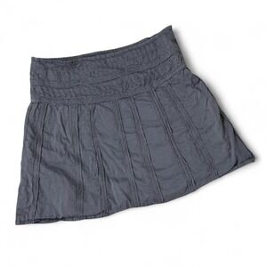 prAna Gray Pleated Gathered Waist Mini Skirt Women Size‎ 8 Cotton